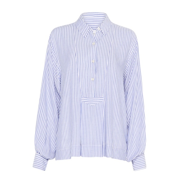 CURRENT/ELLIOTT • The Emmy Striped Half-Placket Long Sleeve Blouse, 2 - Picture 15 of 16